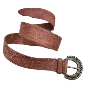 VINTAGE Tooled Leather Belt,Women's Large